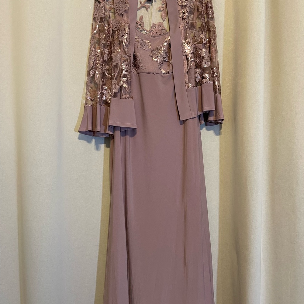R&M Richards Mauve Floral Long Sleeve Dress